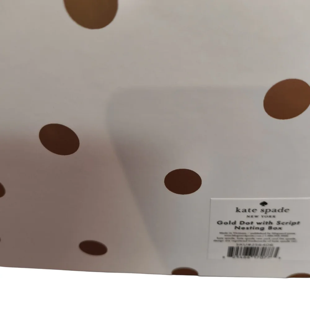 NWT Kate Spade Polka Gold Dot Nesting Box - Cream & Gold